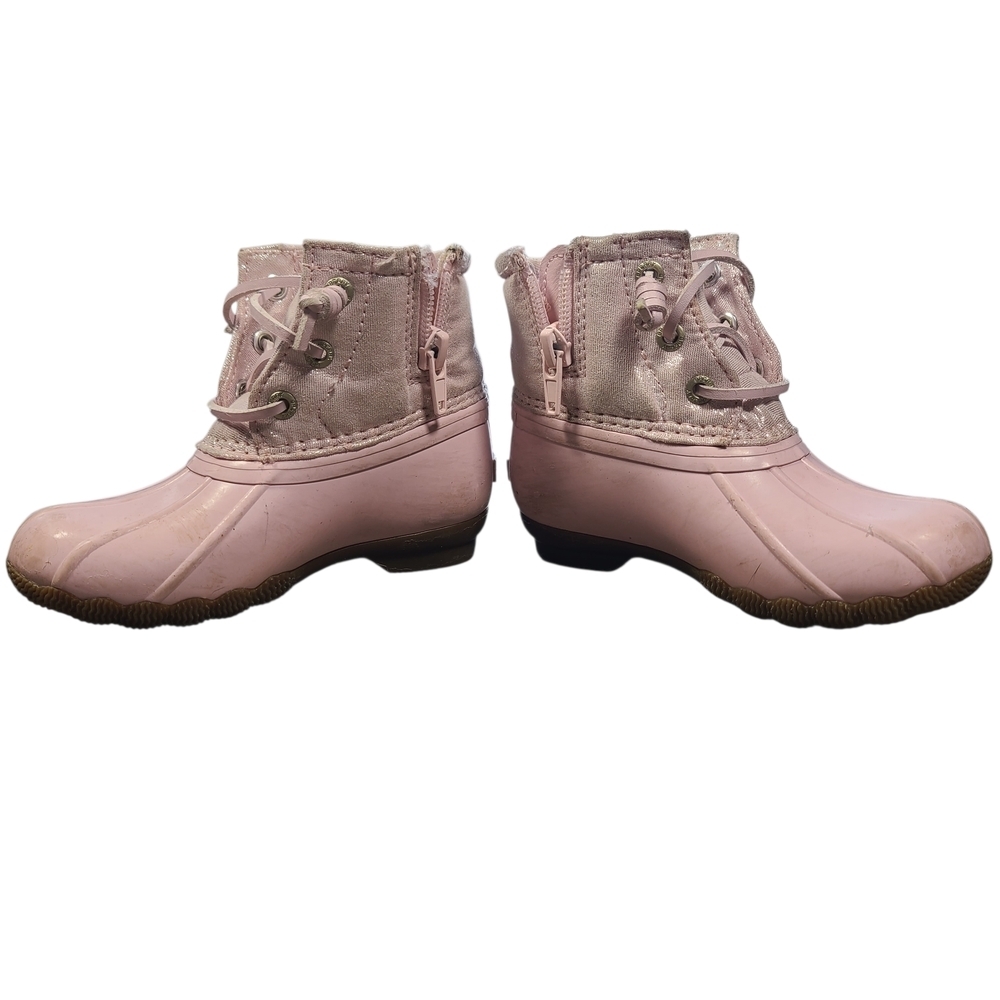 Sperry Kids Pink Glitter Duck Boots Size 8 Waterproof Rain Shoes - Picture 8 of 14